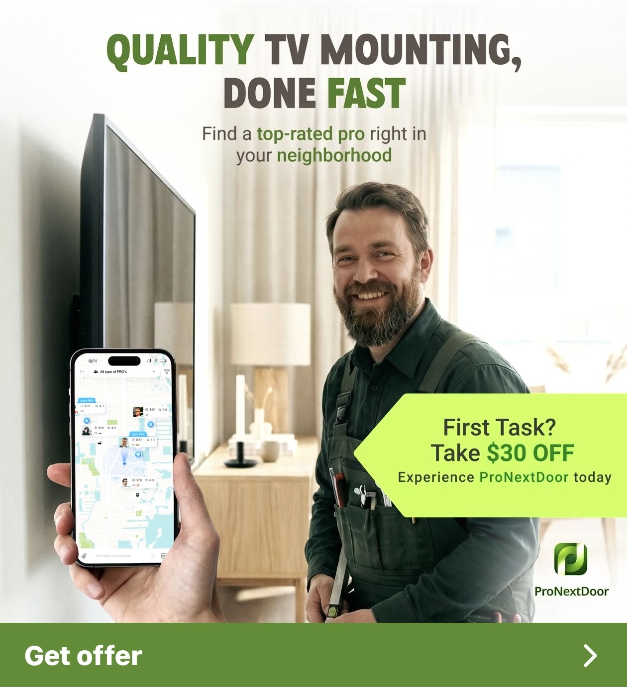 Pro Next Door — app home screen